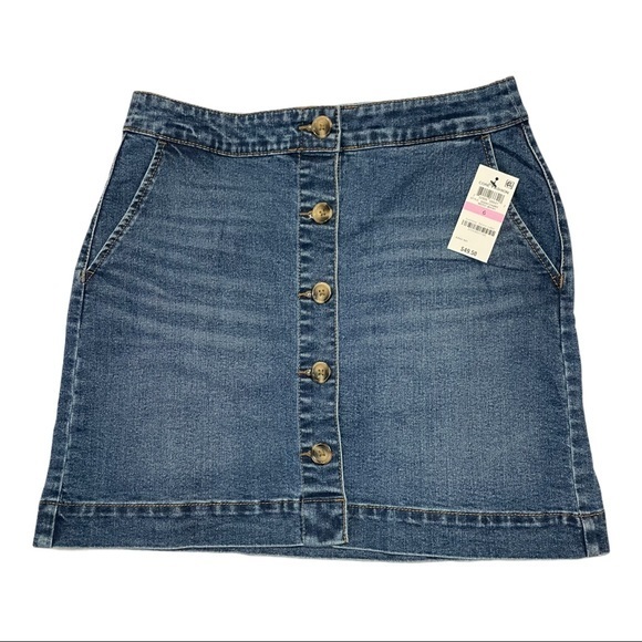 NWT MAISON JULES Denim Button Skirt - 6 - Picture 3 of 4